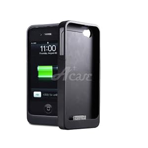 Acase(TM) Aegis Lite Slim-Profile Extended Rechargeable Battery Case for iPhone 4 (Black)