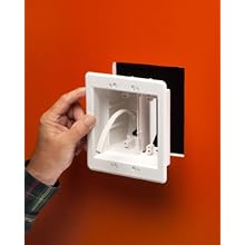 Arlington TVBU505-1 Recessed TV Box Wall Plate Kit Paintable 2-Gang, White