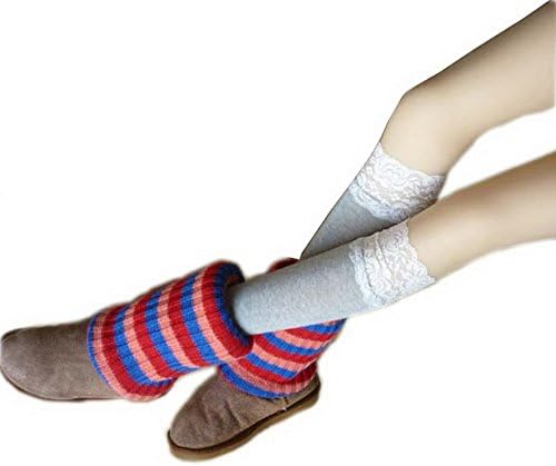 Silkly Women's Cotton Lace Solid Soft Sports Knee High Footed Stockings Socks Gray