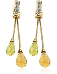 Gemstone Briolette And Diamond Earrings in 14 Karat Yellow Gold