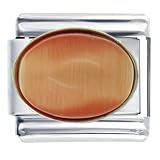 Coral Oval Italian Charms Bracelet Link