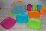 Tupperware Kids Mini Cake Taker w/ Plates & Cups Set, New Colors