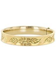 14K Yellow Gold Ladies Hollow 10.8mm Wide Bangle Bracelet