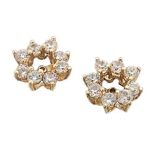 14kt Yellow Gold Diamond Flower Fashion Earrings Jacket