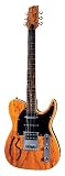Boulder Creek Guitars N3-SMAB Semi Hollow-Body Electric Guitar, Trans Amber