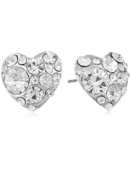 Betsey Johnson "Crystal Rhodium" Crystal Gem Heart Stud Earrings