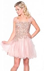 Modest Short Chiffon/Taffeta/Tulle Beaded Crystals Applique Crystal Lace Homecoming Dress 
