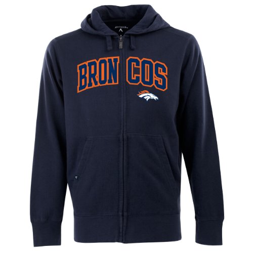 NFL Men's Denver Broncos Split Applique Full Zip Hood (Navy, Small) On Sale