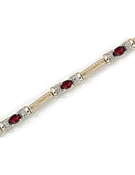 10kt Yellow Gold Oval Garnet and Diamond Bracelet