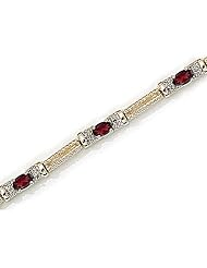 10kt Yellow Gold Oval Garnet and Diamond Bracelet