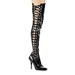 5 Inch Sexy High Heel Thigh High Boot Side-Slit Stretch Tight Boot Black Stretch Patent
