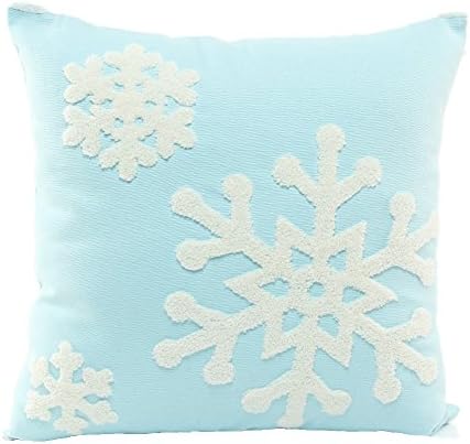 Christmas Kids Snowflake Cotton Pillowcases Cushion Covers Room Car Sofa Winter Snow Decoration (Blue)