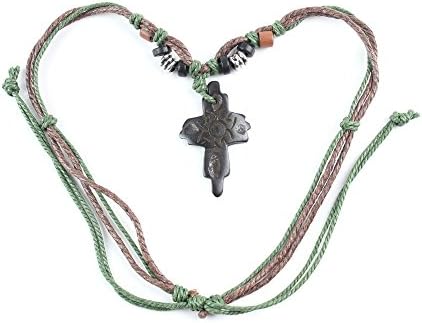 1 PCS Leather Necklace Collier QNN2004 Cross Bone Fashion Neck Lace Jewellery Pendant Collar Sweater Long Chain Bib Retro