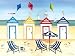 Beach Houses - Artist: Katharine Gracey - Art Print Poster Size: 16.00 by 12.00 inches