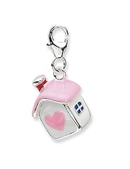 Amore La Vita Sterling Silver 3-D Enameled House w/Lobster Clasp Charm