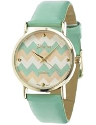 Womens Geneva Chevron Style Leather Watch - Mint Multi