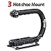 Zeadio Triple Hot-Shoe Mounts Handheld Stabilizer, Video Stabilizing Handle Grip for Canon Nikon Sony Panasonic Pentax Olympus DSLR Camera Camcorder