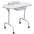 Yaheetech White Portable Manicure Nail Table Station Desk Spa Beauty Salon Equipment Foldable/Not Foldable