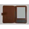 Navitech Premium Braune Leder Flip-Tragetasche im Buch-Stil f�r das Amazon Kindle Keyboard/3G & Micro- USB KFZ-Ladekabel & Glatt-Schicht blendfreie / kratzfeste Bildschirm-Schutzfolie