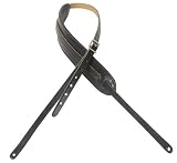 Levy's Leathers Guitar Strap M38-BLK 5/8 carving leather guitar strap with 2 moveable shoulder pad