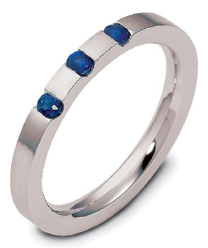 2.5mm stackable white gold gemstone wedding band ring ( 0.18cts sapphire 14K Gold)