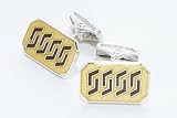 Handmade sterling silver cufflinks with translucent yellow and brown hand enamelling with presentation box. Crafted in England