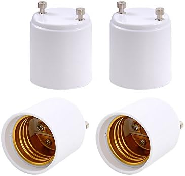 XiSHUAi 4-Pack GU24 to E26 E27 Adapter - Converts your Pin Base Fixture (GU24) to Standard Screw-in Bulb Socket