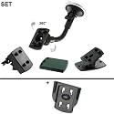 Alternatives Befestigungsset 5in1 für TomTom One V2 Regional / Europe, One new edition, One V3, 3. Generation, 2. Generation, One T, KFZ Halterung, Lüfteradapter Vent Mount, Adapter mit 360° Gelenksockel, Adapterplatte, Frontscheibenhalterung, Lüfterhalterung + 1x Brando Displayschutzfolie / Schutzfolie für V2/V3