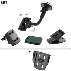 Alternatives Befestigungsset 5in1 für TomTom One V2 Regional / Europe, One brand new edition, One V3, 3. Generation, 2. Generation, One T, KFZ Halterung, Lüfteradapter Vent Mount, Adapter mit 360° Gelenksockel, Adapterplatte, Frontscheibenhalterung, Lüfterhalterung