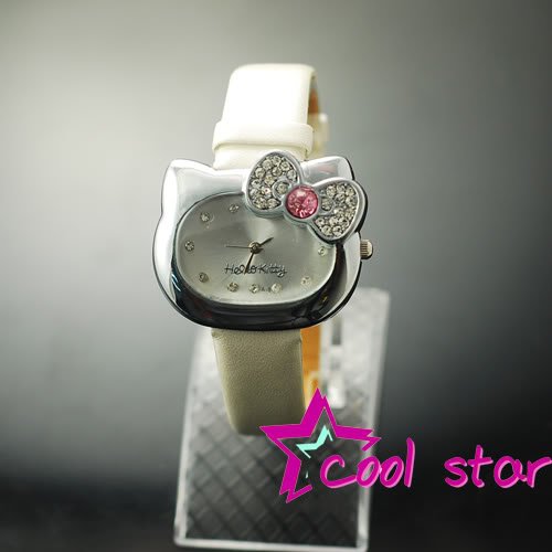 New white Hello Kitty Wrist Watch kt20 wht New Hello Kitty Style in White Imitation Leather