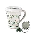 Pfaltzgraff Winterberry Covered Mug with Tea Diffuser