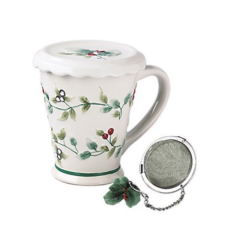 Pfaltzgraff Winterberry Covered Mug with Tea Diffuser
