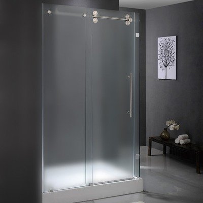 Vigo Industries VG605160 36 x 60 Frameless Shower Enclosure Finish: Chrome, Glass Type / Door Configuration: Frosted / Right Hinged Door