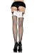 Industrial Fishnet Thigh High Nylon Stocking with Contrast Lace Top and Polk Dot Ribb...