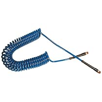 Coilhose Pneumatics PU14-15B-B Flexcoil Polyurethane Coiled Air Hose, 1/4-Inch ID, 15-Foot Length with (2) 1/4-Inch Reusable Strain Relief MPT Swivel Fittings, Dark Blue
