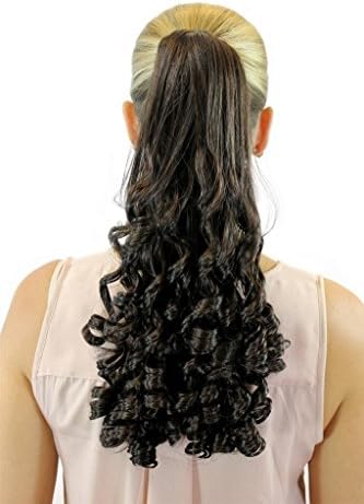HI GIRL New Fashion Synthesis Women Curly Wavy Cosplay Party Long Hairpiece ponytail costume Wig Wigs #4