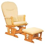 2pc Glider Rocker and Ottoman Set in Natural Finish