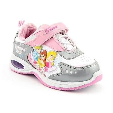 Disney Princess Toddler Girls Light Up Athletic Shoes with Velcro Closure in White/Pink Disney Princess Toddler Girls Light Up Athletic Shoes with Velcro Closure in White/Pink