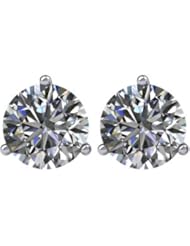 14k White-Gold Diamond Earrings by US Gems
