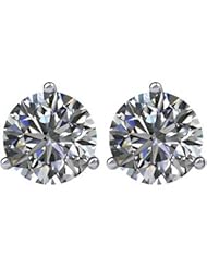 Genuine Ibiza Elegance TM 14K White Gold 1 1/2 Ct Tw I2 I-J Diamond Stud Earrings With Backs. 0.84 Grams . 100% Satisfaction Guaranteed.