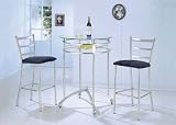 41ZHhqLVw2L. SL160  3pc Bar Table & Bar Stools Set Silver Finish