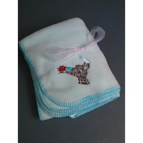 Train Engine Blue Baby Fleece Blanket