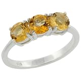Sterling Silver 5mm Round Brilliant Natural Citrine 3-Stone Ring, 3/16 in. (5mm) wide, size 9