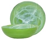 Colorful Recycled Art Glass Lime Green Pasta Bowl 11D 3.5H