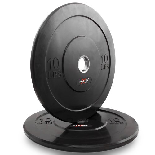XMark Fitness Black Bumper Plates Pair, 10-Pound