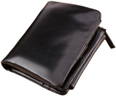 SAIERLONG Luxury Men's Trifold wallets black Genuine Leather