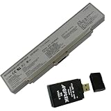 6cells 5200mAh Silver SONY Vaio PCG VGN-AR VGN-NR VGN-CR series Replacement Battery PN: VGP-BPS10 VGP-BPS9 VGP-BPS9A/B VGP-BPS9/B VGP-BPS9/S VGP-BPL9 w/ AGPtek® USB2.0 All in one Card reader
