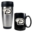 MLB Arizona Diamondbacks Stainless Steel Travel Tumbler and Black Ceramic Mug Set (Primary Logo)