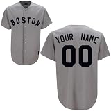 Boston Red Sox Cooperstown Fan Road Baseball Jersey by Majestic with YOUR NAME & NUMBER Laser Cut and Custom SEWN ON with AUTHENTIC TWILL