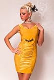 Pencil-Kleid Raff-Minikleid mit Schmuckbrosche (L-38, Gelb)